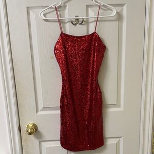 Revamped Sparkling Red Mini Dress